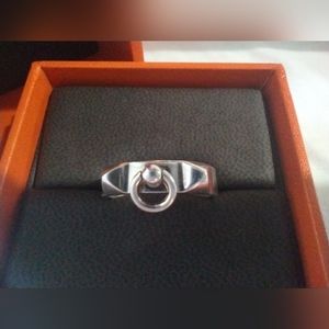 HERMES Collier de Chien ring, sz 8, sterling silver